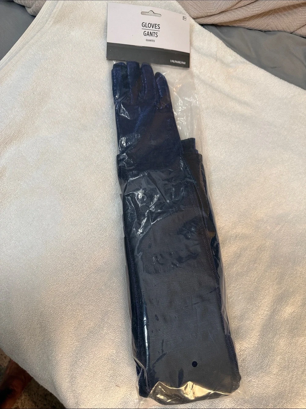Long Navy Gloves - Packaged